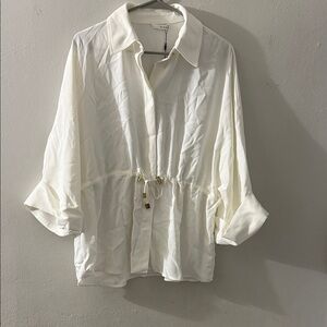 Zara Cream Blouse with Drawstring Waist